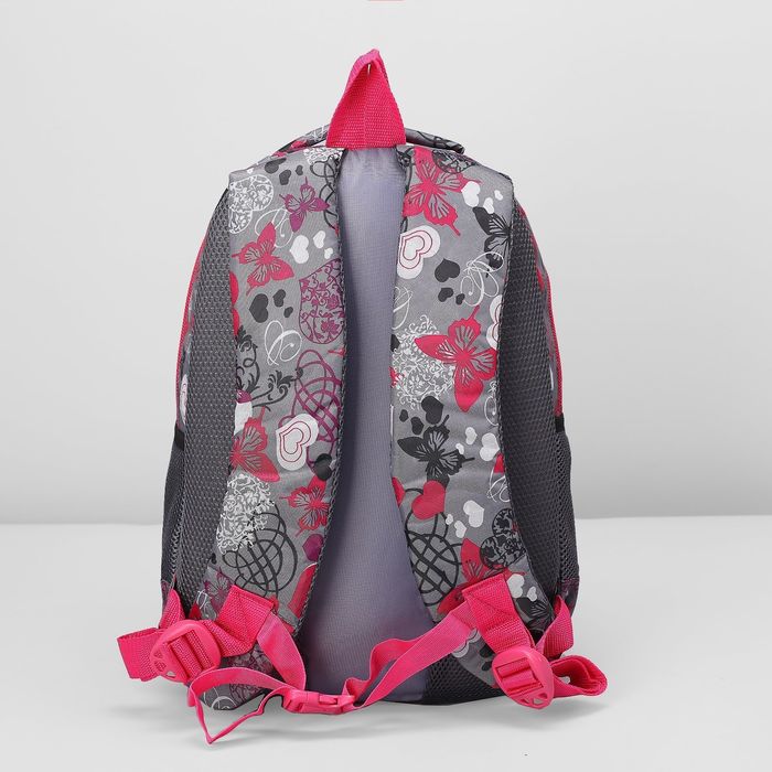 Рюкзак молодёжный на молнии, 2 отдела, 1 наружный и 2 боковых кармана, серый