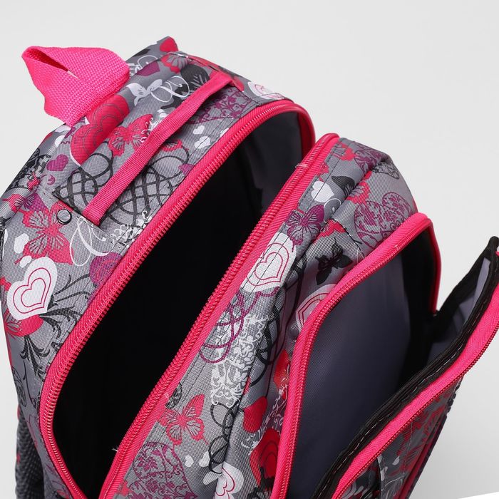 Рюкзак молодёжный на молнии, 2 отдела, 1 наружный и 2 боковых кармана, серый