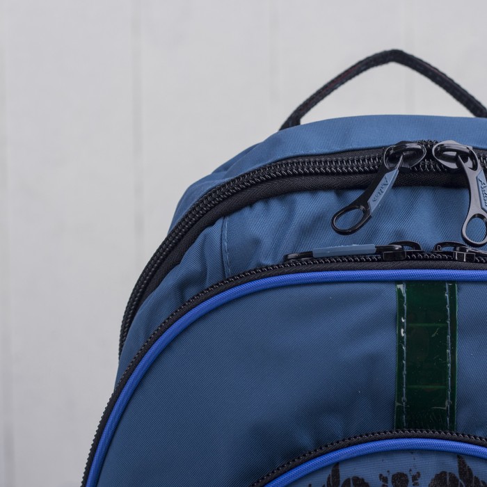 Рюкзак молодёжный на молнии, 2 отдела, 2 наружных кармана, уплотнённая спинка, цвет морской волны