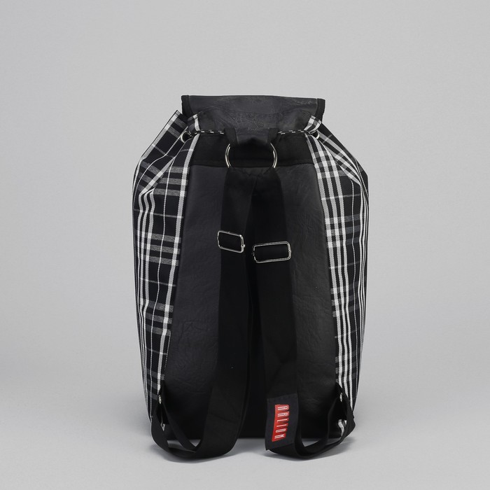 Рюкзак молодёжный "Клетка", 1 отдел, 2 наружных кармана, чёрный/белый
