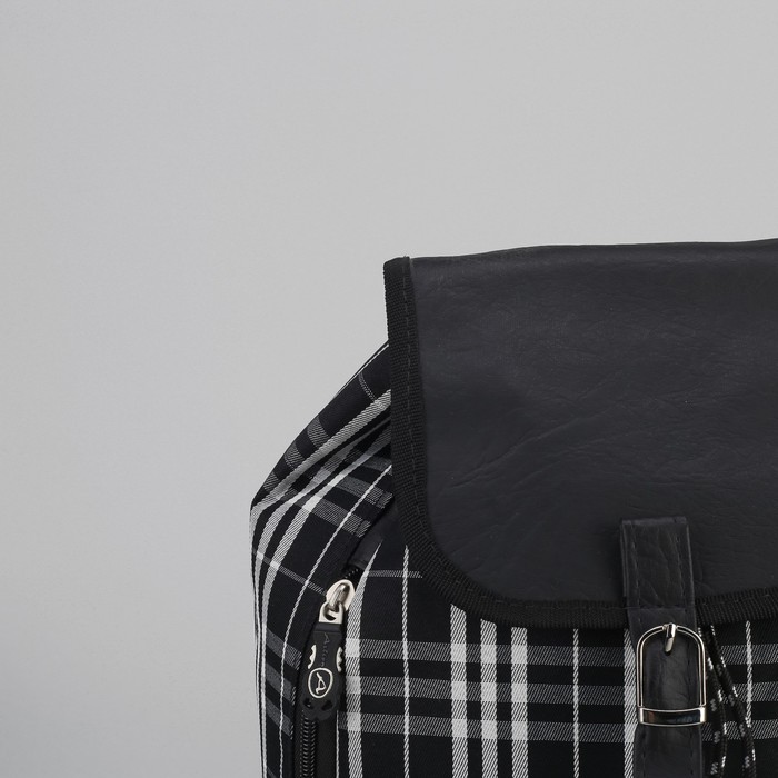 Рюкзак молодёжный "Клетка", 1 отдел, 2 наружных кармана, чёрный/белый