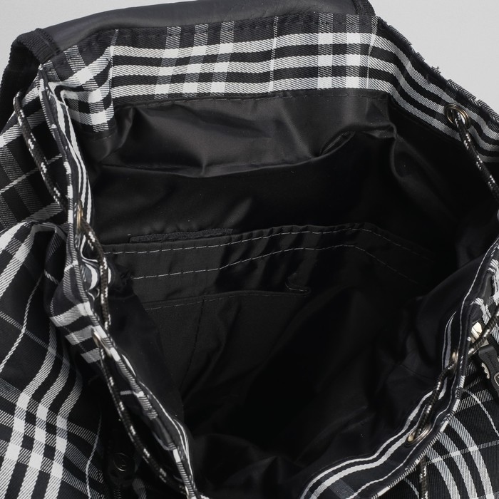 Рюкзак молодёжный "Клетка", 1 отдел, 2 наружных кармана, чёрный/белый