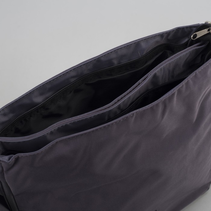 Сумка молодёжная на молнии, 2 отдела, 3 наружных кармана, длинный ремень, цвет серый