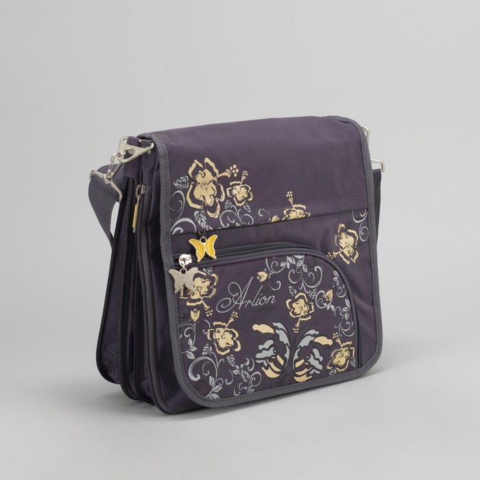 Сумка молодёжная на молнии, 2 отдела, 3 наружных кармана, длинный ремень, цвет серый