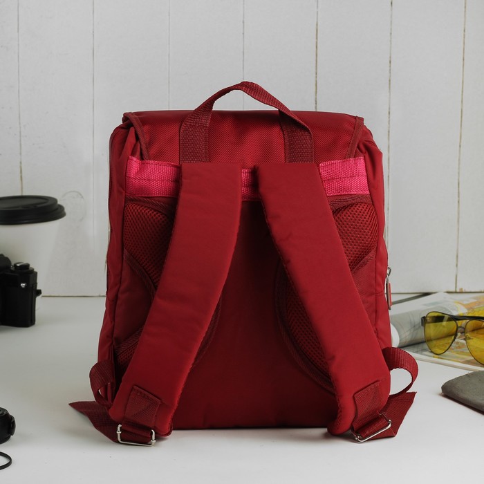 Рюкзак молодёжный на молнии, 2 отдела, 2 наружных кармана, цвет малиновый