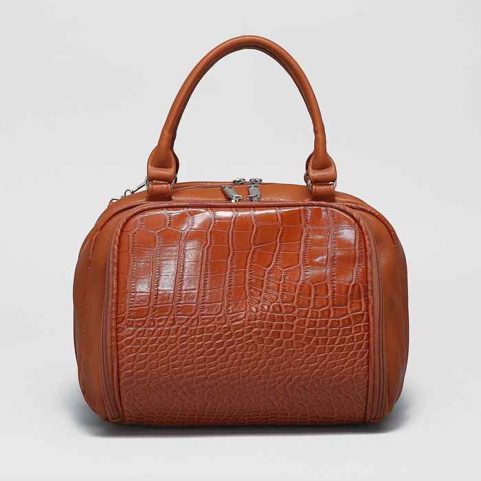 Сумка женская на молнии, 3 отдела, 1 наружный карман, регулируемый ремень, коричневая