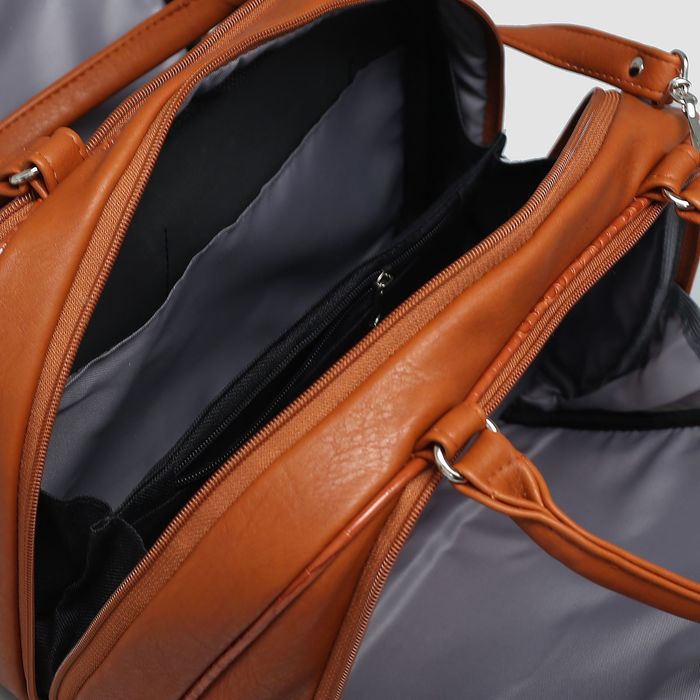 Сумка женская на молнии, 3 отдела, 1 наружный карман, регулируемый ремень, коричневая