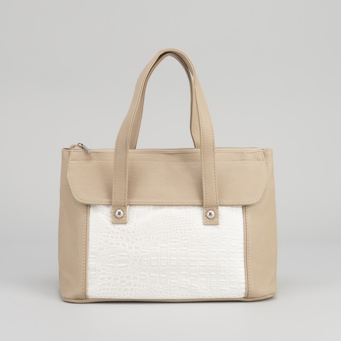 Сумка женская на молнии, 1 отдел , цвет бежевый