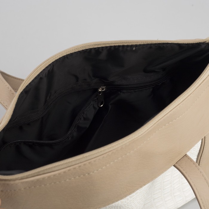 Сумка женская на молнии, 1 отдел , цвет бежевый