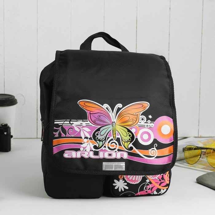 Рюкзак молодёжный на молнии, 2 отдела, 2 наружных кармана, чёрный