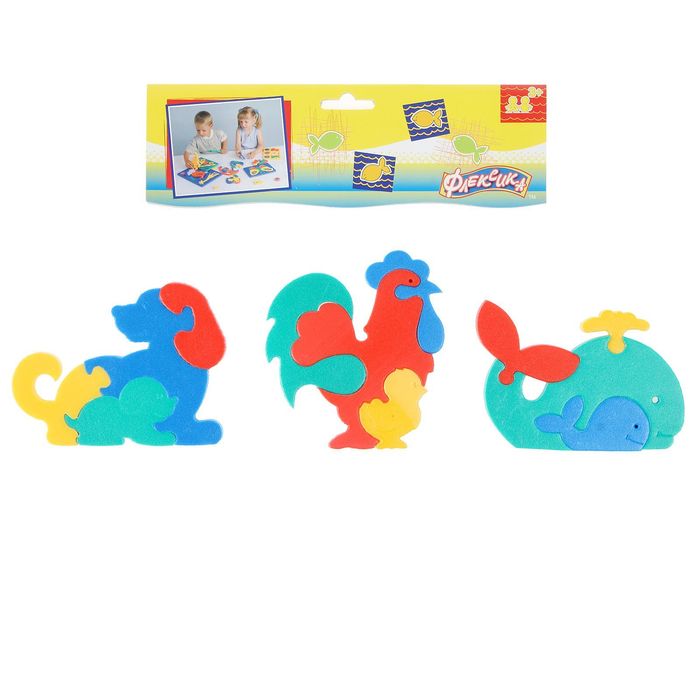 Мягкая мозаика "Фигурки животных 3 шт", МИКС