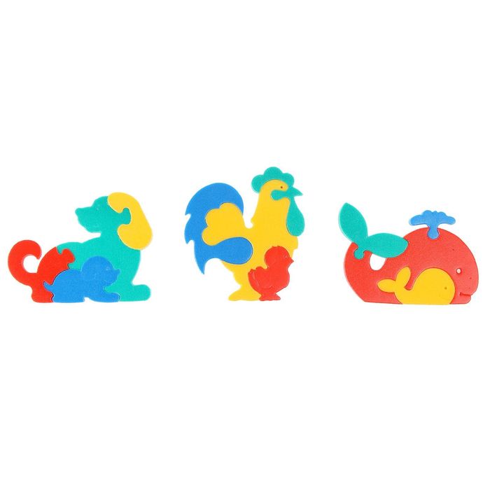 Мягкая мозаика "Фигурки животных 3 шт", МИКС