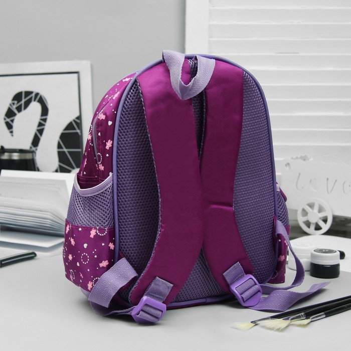 Рюкзак детский на молнии, 1 отдел, 3 наружных кармана, фиолетовый