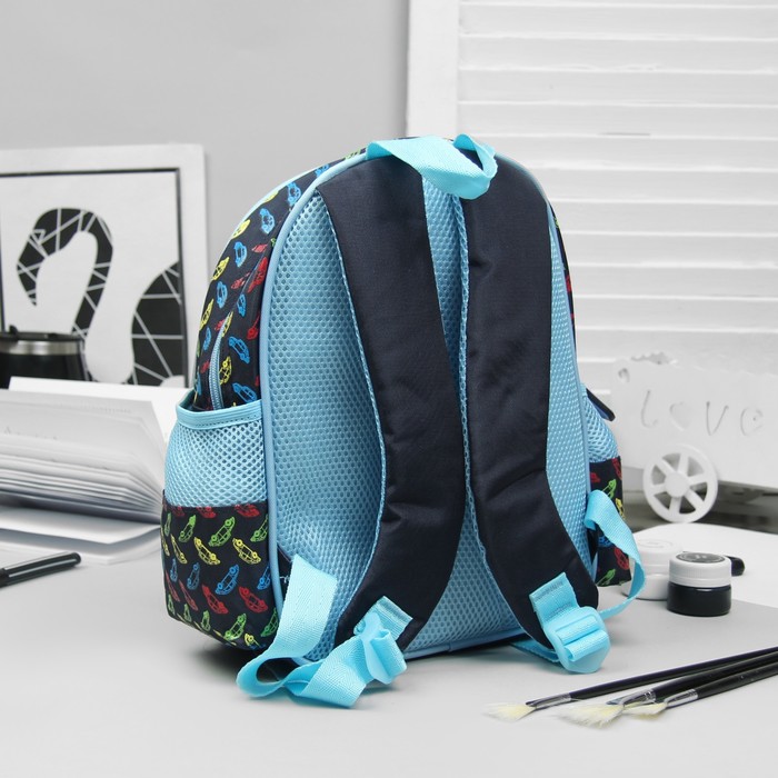 Рюкзак детский на молнии, 1 отдел, 3 наружных кармана, голубой