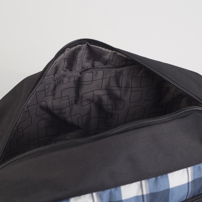 Сумка спортивная на молнии, 1 отдел, 4 наружных кармана, синяя