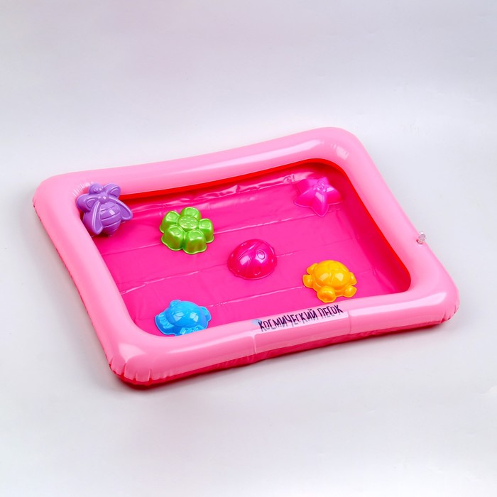 Космический песок жёлтый, 2 кг + песочница + формочки