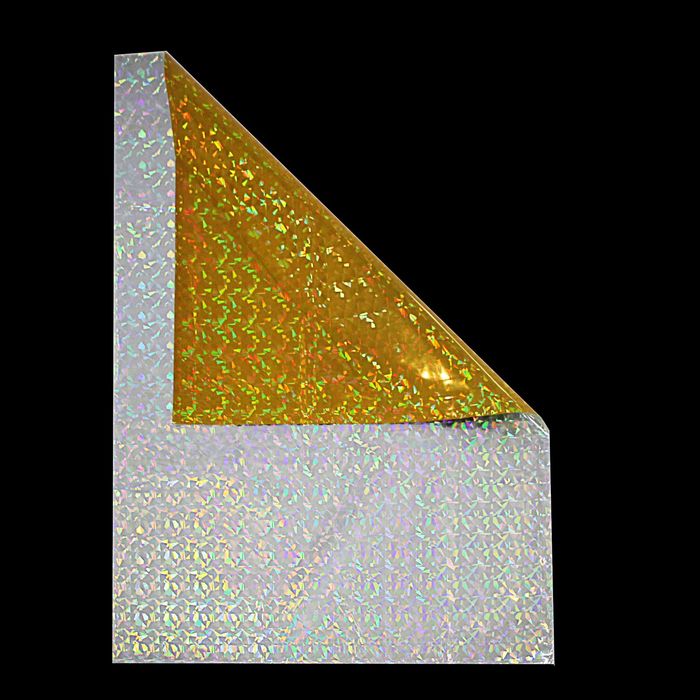 Пакет подарочный голографический золотой, 70х50 см, 30 мкм