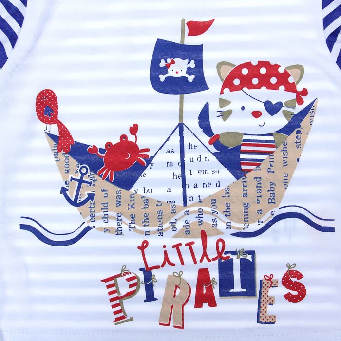 Комплект "Бумажный кораблик", рост 74 см (48), цвет белый/васильковый/полоска (арт. ДКШ523001н)