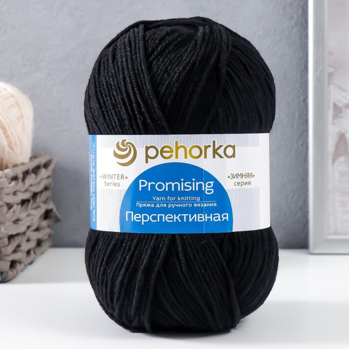 

Пряжа "Перспективная" 50% мериносовая шерсть, 50% акрил объёмный 270м/100гр (02-Черный)