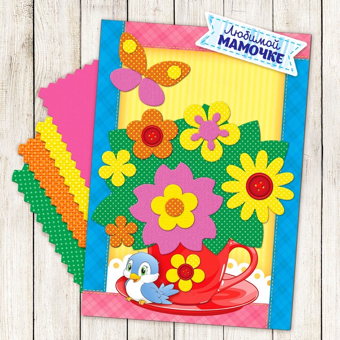 Аппликация самоклеящейся тканью "Цветы"