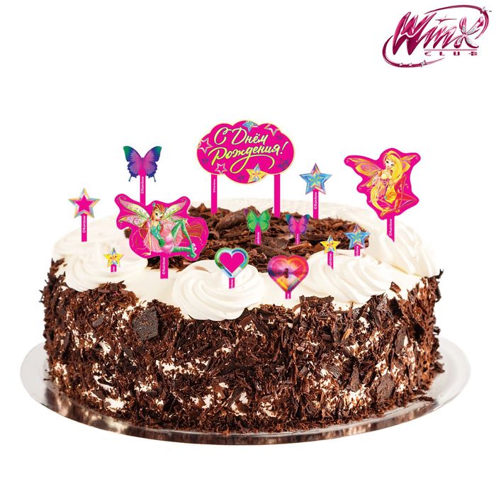 Украшение для торта "С Днем Рождения", феи ВИНКС