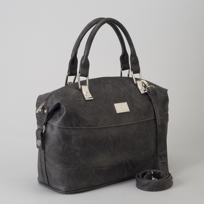 Сумка женская на молнии, 1 отдел, 1 наружный карман, длинный ремень, серая