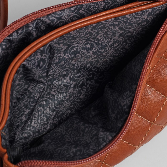 Сумка женская на молнии, 1 отдел, 1 наружный карман, длинный ремень, коричневая