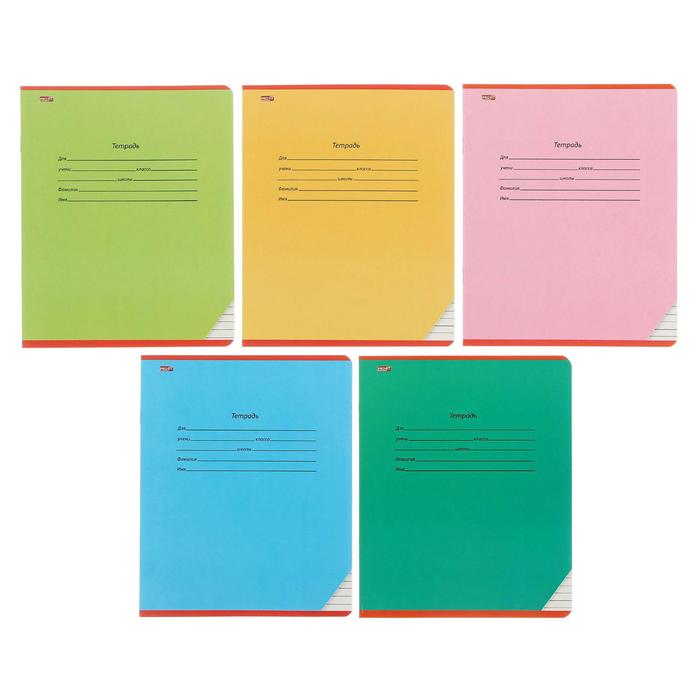 Тетрадь 12 листов узкая линейка "Школьная классика", обложка картон хромэрзац, 5 видов МИКС в коробке