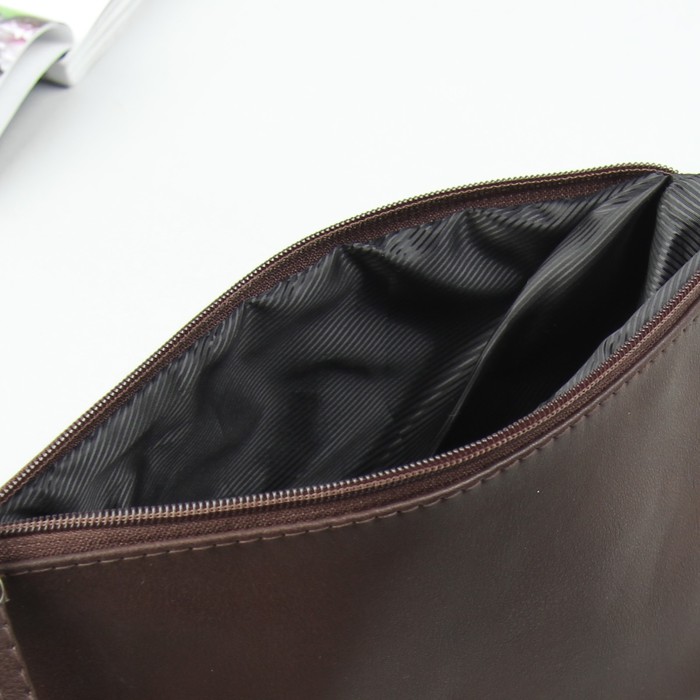 Косметичка простая на молнии, 1 отдел, цвет коричневый