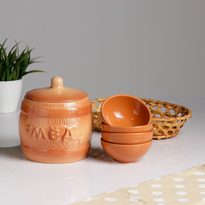 Набор для меда на корзинке 1х1,2л+4х0,2л