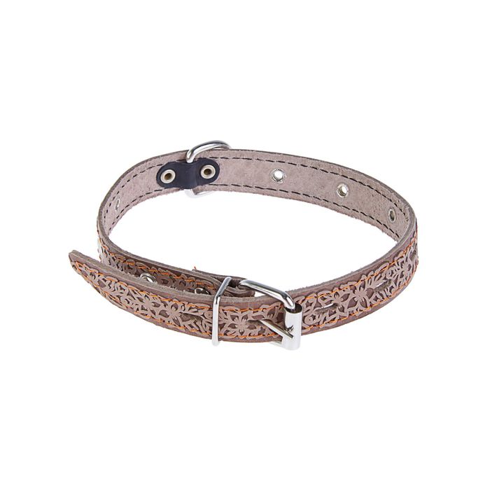 Ошейник кожаный однослойный безразмерный, 2 х 48 см микс цветов