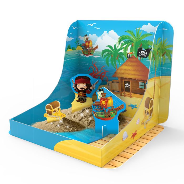 Песок для лепки "Пираты" натуральный цвет, 850 гр, с формочками и доп.элементами