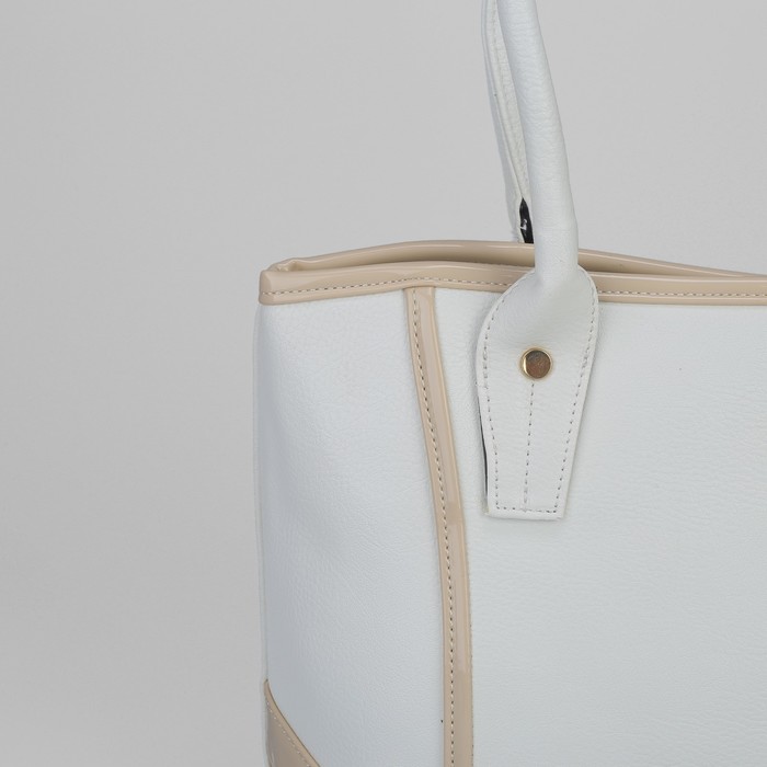 Сумка женская на молнии, 1 отдел с перегородкой, 1 наружный карман, белая