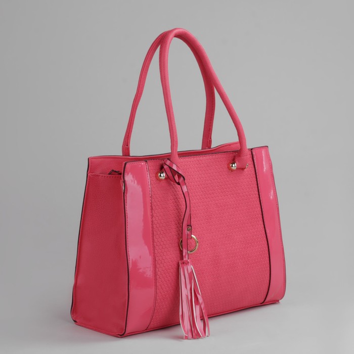 Сумка женская на молнии, 1 отдел с перегородкой, 1 наружный карман, розовая