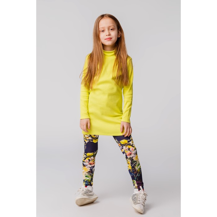 Легинсы для девочки "Волшебная радуга", рост 104 см (54), цвет синий, принт пионы ДРЛ894820н