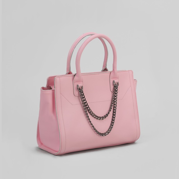 Сумка женская на молнии, 1 отдел с перегородкой, 1 наружный карман, длинный ремень, розовая