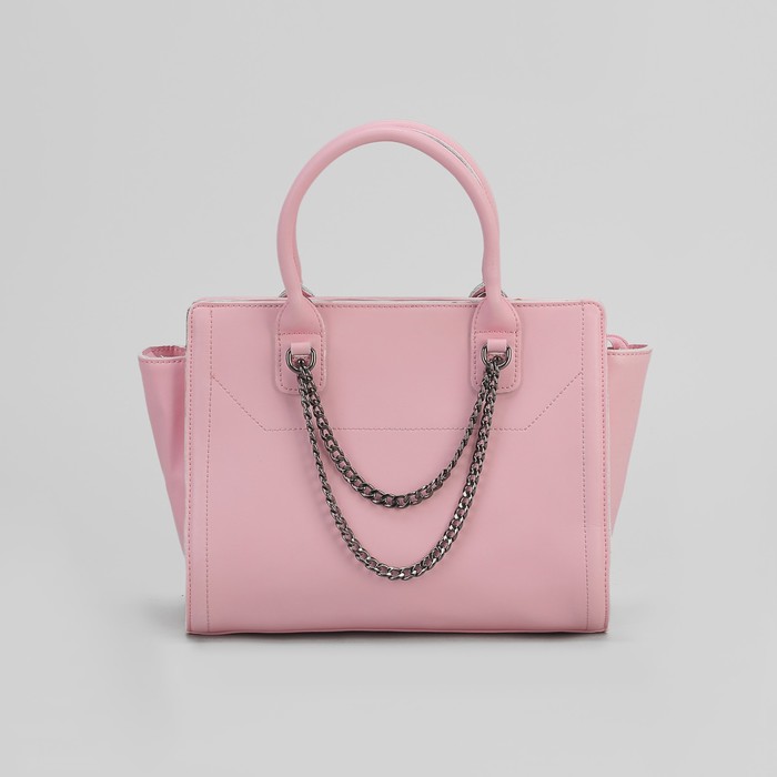 Сумка женская на молнии, 1 отдел с перегородкой, 1 наружный карман, длинный ремень, розовая