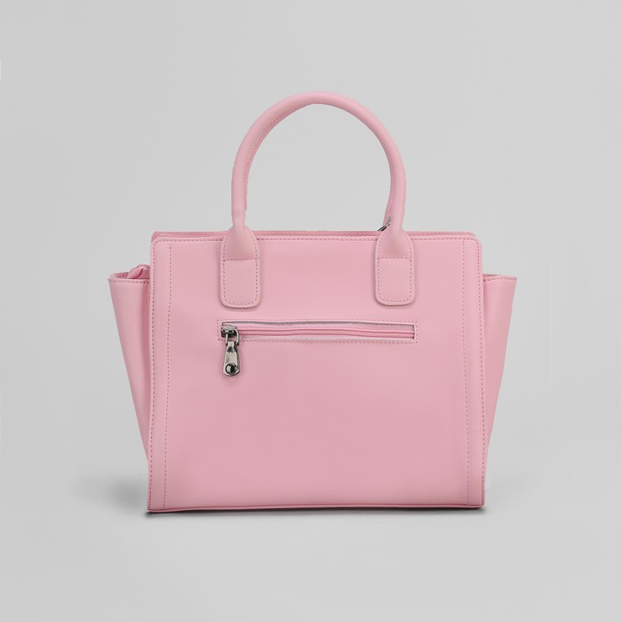 Сумка женская на молнии, 1 отдел с перегородкой, 1 наружный карман, длинный ремень, розовая