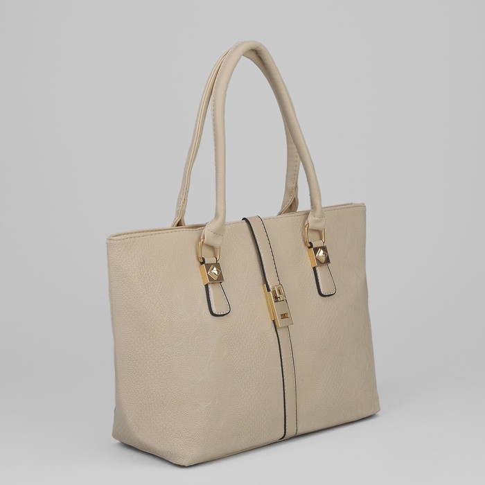 Сумка женская, 1 отдел с перегородкой, 1 наружный карман, бежевая