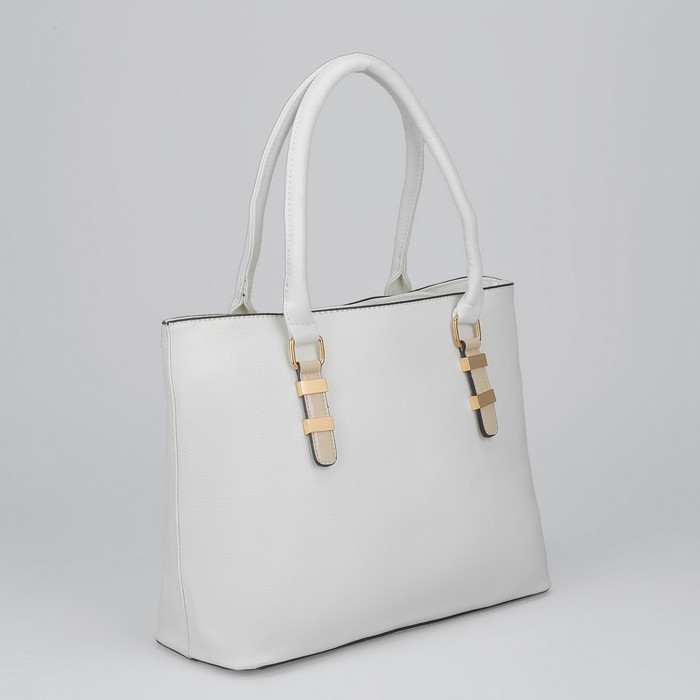 Сумка женская на молнии, 2 отдела, 1 наружный карман, белая