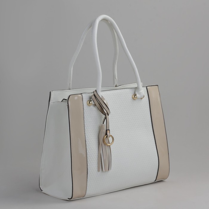 Сумка женская на молнии, 1 отдел с перегородкой, 1 наружный карман, цвет белый