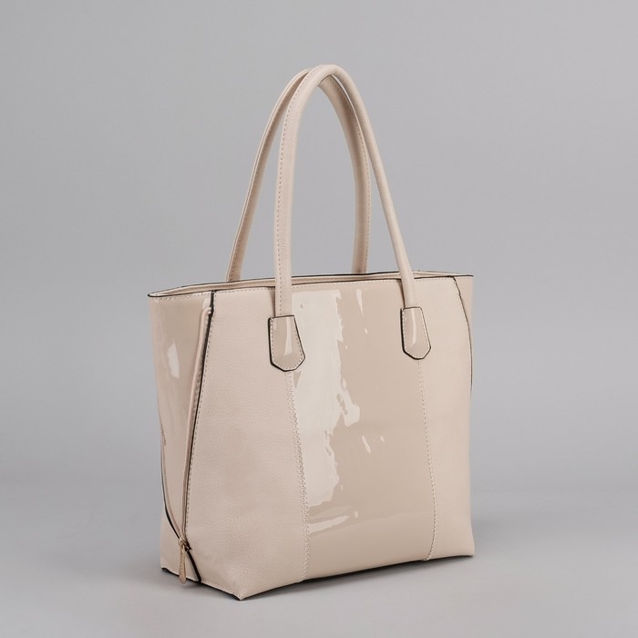 Сумка женская, 1 отдел с перегородкой, 1 наружный карман, бежевая