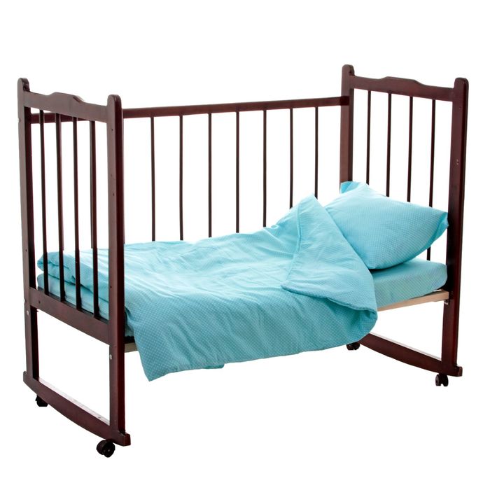 Детское постельное бельё "Горошки", пододеяльник 110х140, простыня на резинке 90х150, наволочка 40х60-1 шт., цвет бирюзовый (арт. 10023)