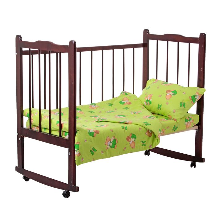 Детское постельное бельё "За мёдом", пододеяльник 110х140, простыня на резинке 90х150, наволочка 40х60-1 шт., цвет зелёный (арт. 10021)