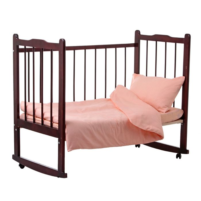 Детское постельное бельё "Горошки", пододеяльник 110х140, простыня на резинке 90х150, наволочка 40х60-1 шт., цвет персиковый (арт. 10023)