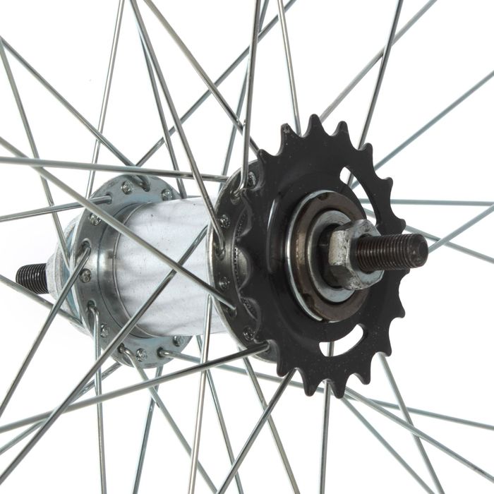 Колесо 28" заднее, обод одинарный алюминиевый, 36 сп, с ножным тормозом, 1 ск, на гайках