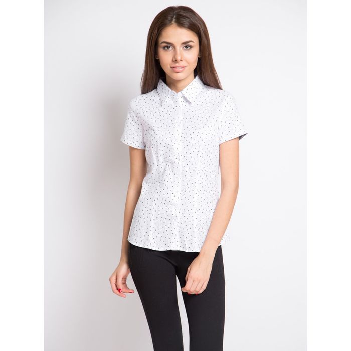 Блузка женская с коротким рукавом, рост 170 см, размер 48, цвет белый, принт звёздочки (арт. 1538-1)