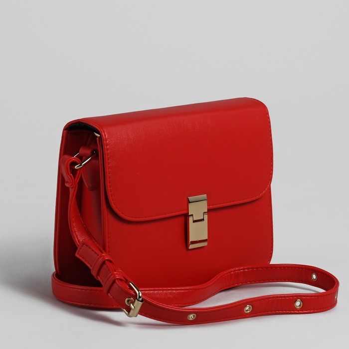 Сумка женская на молнии, 1 отдел, регулируемый ремень, красная