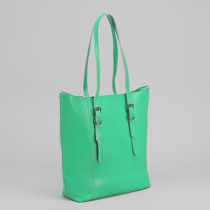 Сумка женская на молнии, 1 отдел с перегородкой, длинный ремень, цвет мятный