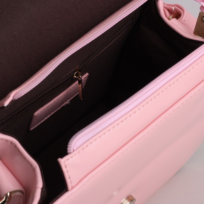 Сумка женская на молнии, 1 отдел, регулируемый ремень, розовая